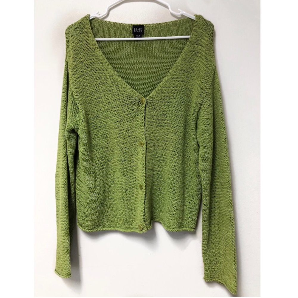 Green Eileen Fisher Button Down Cardigan